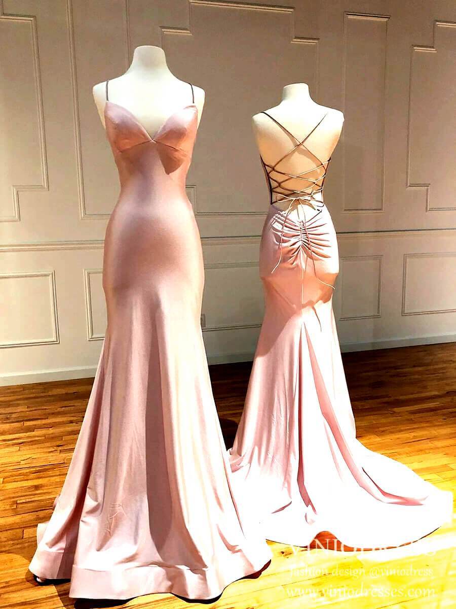 Sexy Lace Up Back Mermaid Satin Prom ...